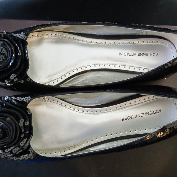 Adrienne Vittadini Black Rose Sequin AV-Swing Flats 11M - Picture 3 of 10